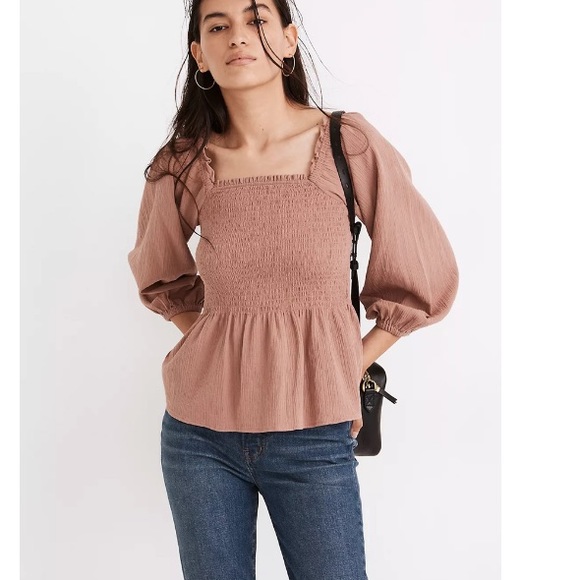 Madewell Tops - Madewell Lucie Smocked Peplum Top